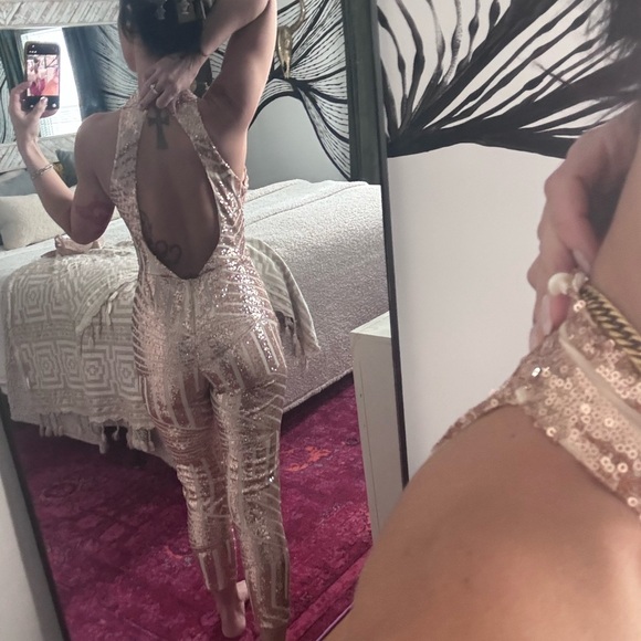 Sequin Striped Jumpsuit - Picture 2 of 7